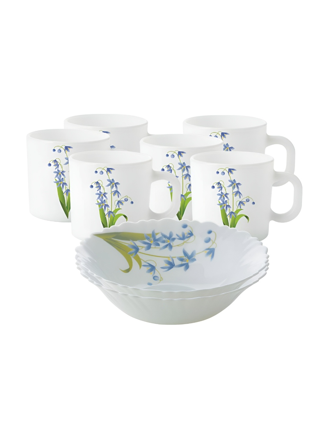 

Larah by BOROSIL Fluted Series White 8 Pieces Printed Crockery Dinner Set