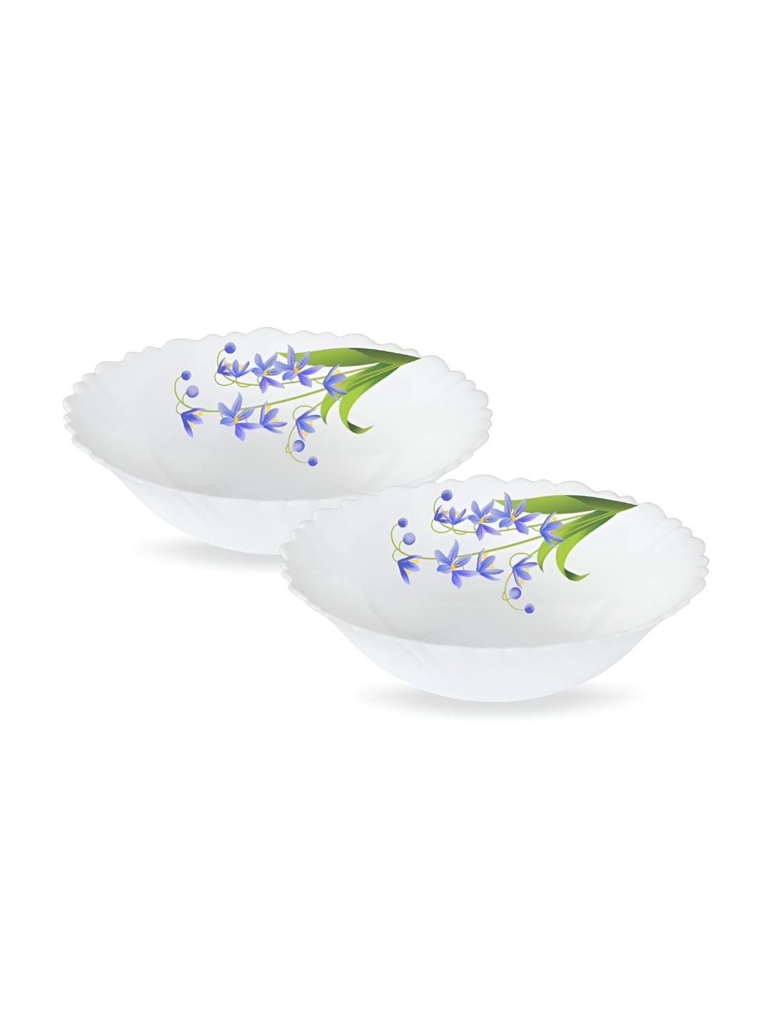 

Larah by BOROSIL Fluted Series White & Green 2 Pieces Printed Bowls