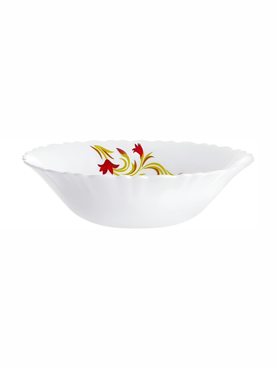 

Larah by BOROSIL Fluted Series White & Red 2 Pieces Printed Bowls 500 ml Each