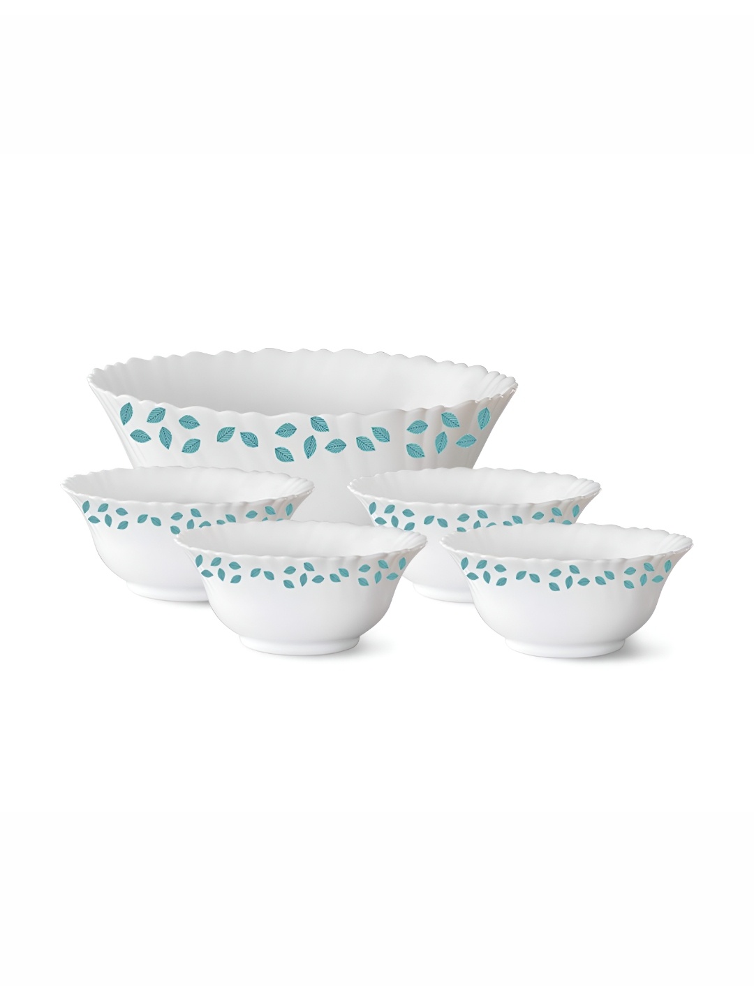 

Larah by BOROSIL Fluted Series White 5 Pieces Printed Pudding Bowls
