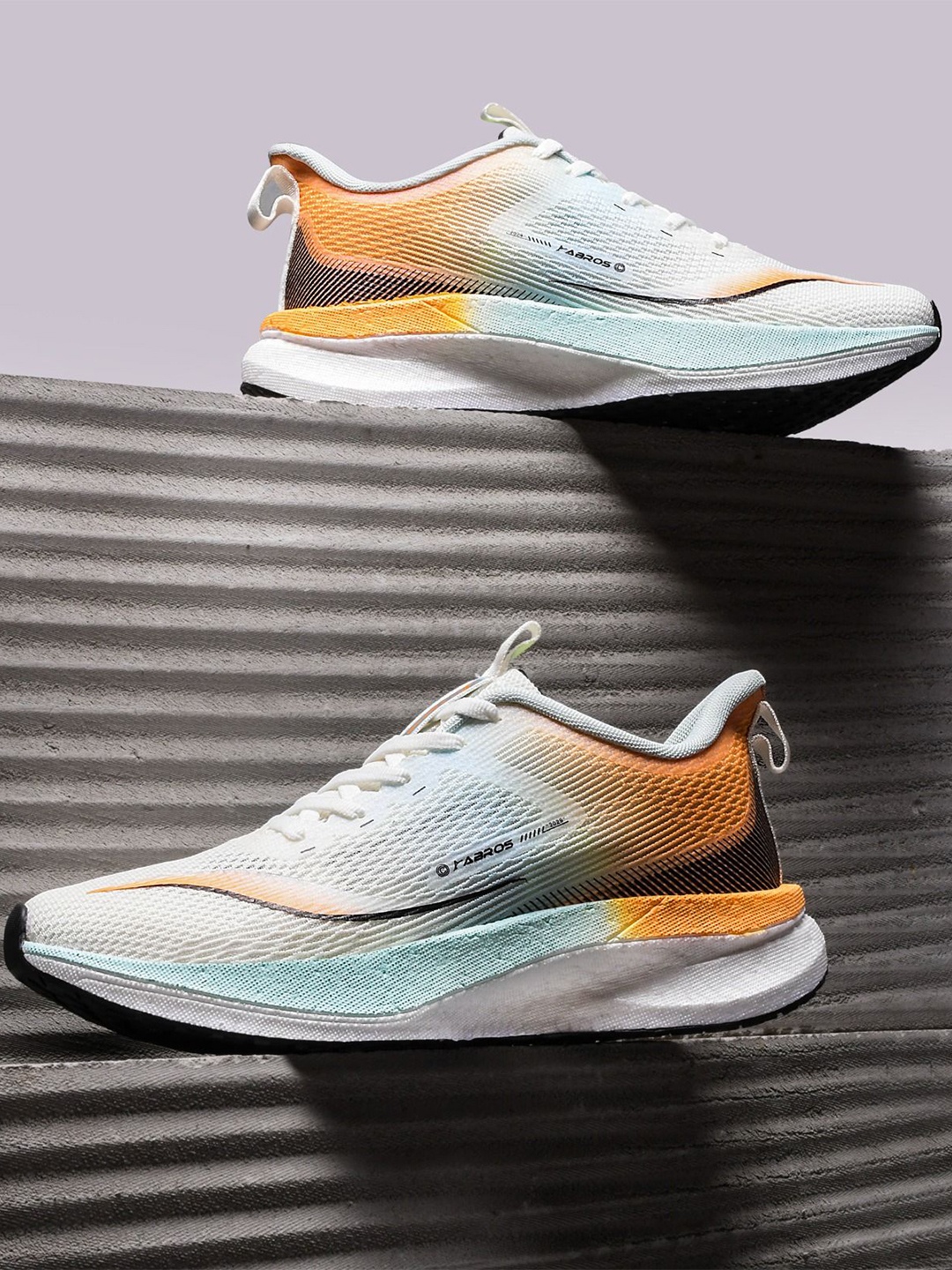 

ABROS Men Mesh Running Shoes, Off white