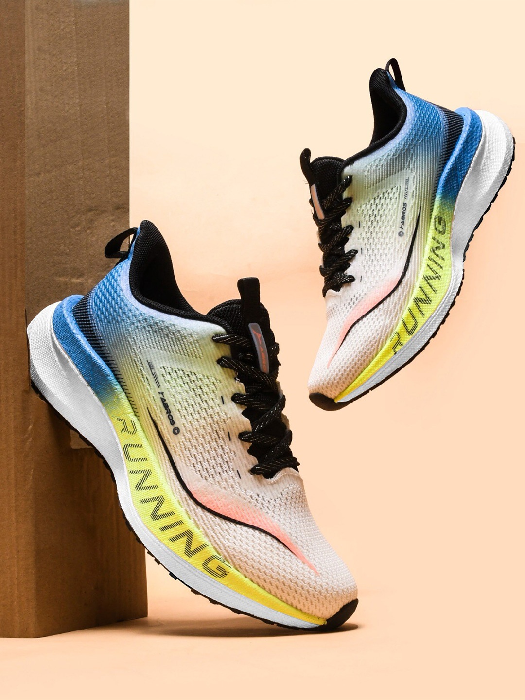 

ABROS Men Mesh Running Shoes, Off white