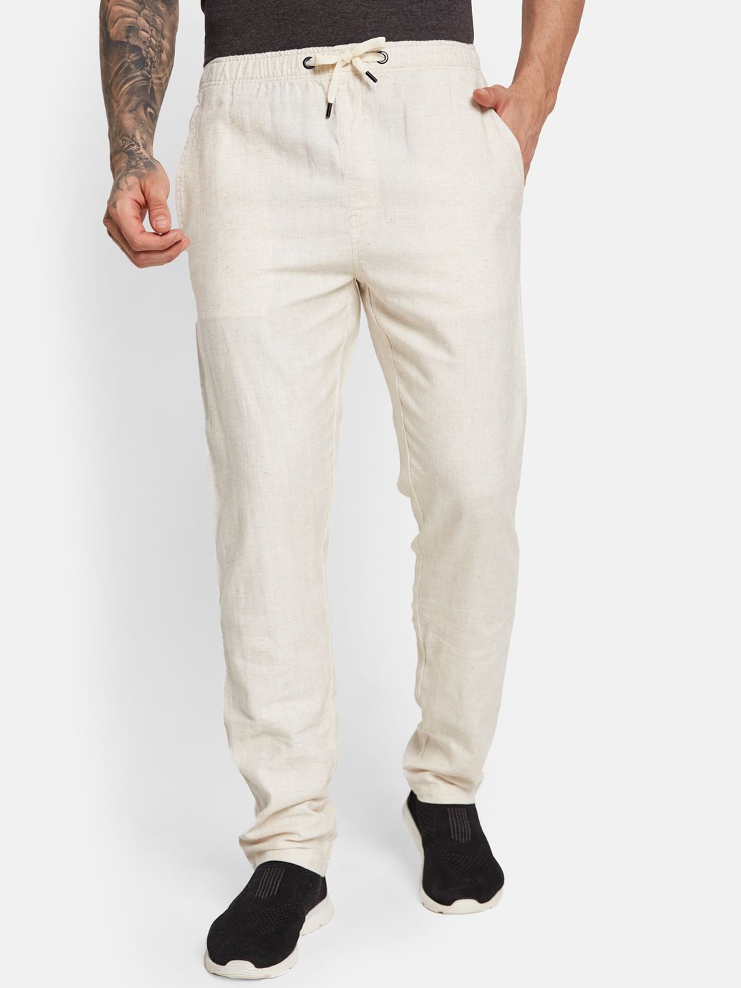 

Octave Men Cotton Track Pants, Cream