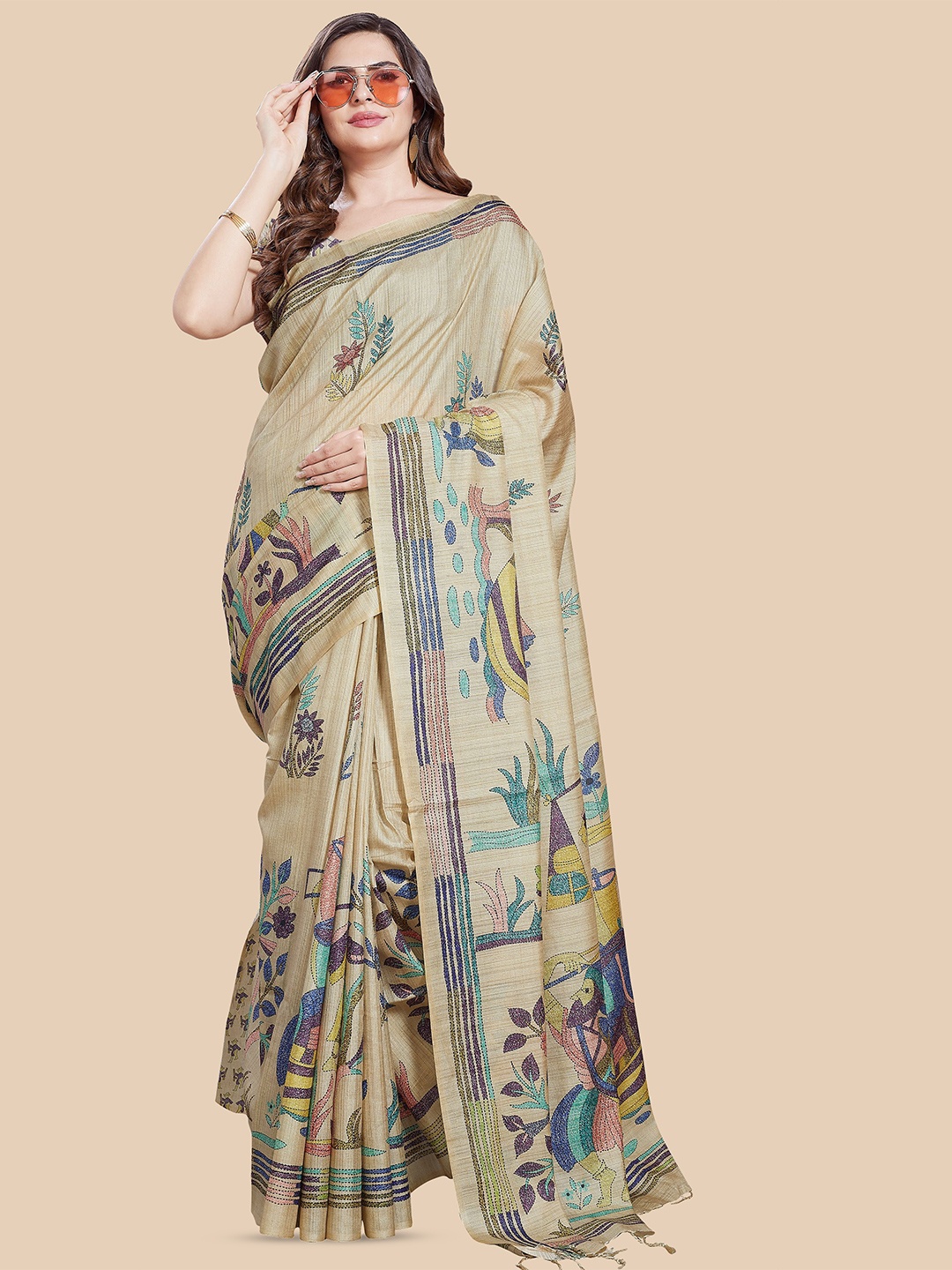 

Rani Saahiba Ethnic Motifs Printed Saree, Green