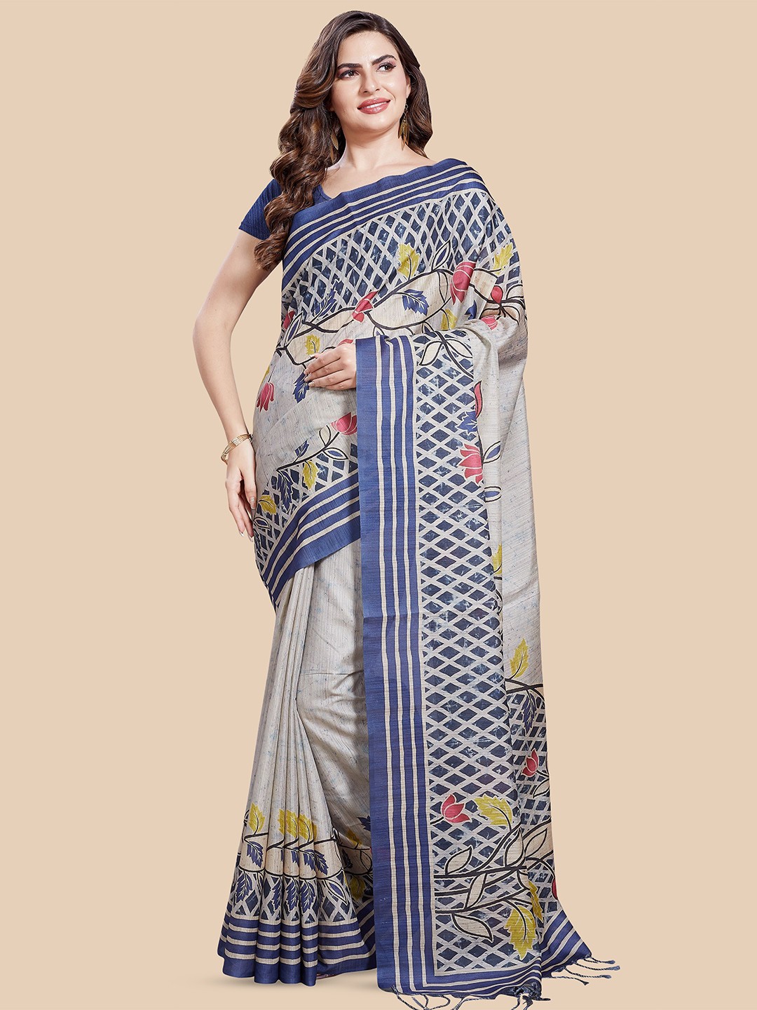 

Rani Saahiba Floral Art Silk Saree, Blue