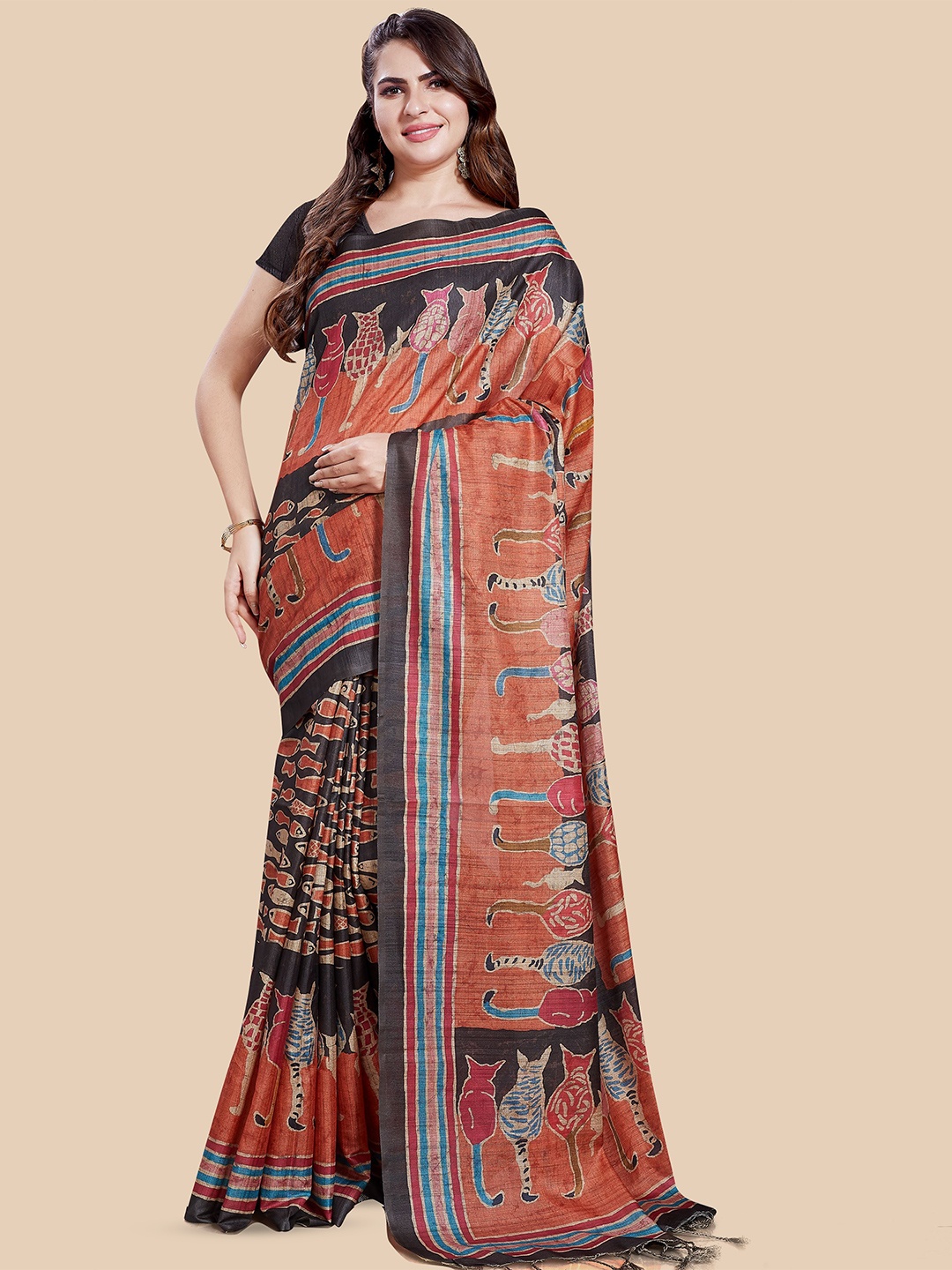 

Rani Saahiba Abstract Printed Saree, Orange