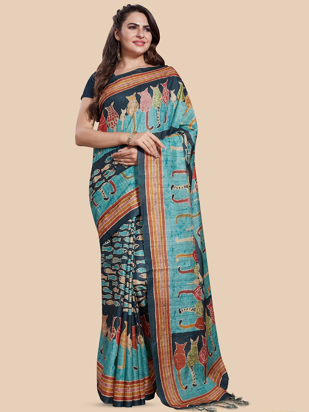 

Rani Saahiba Printed Saree, Green