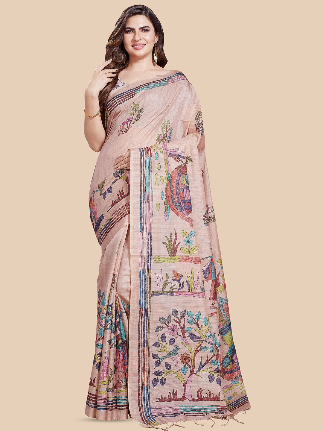 

Rani Saahiba Ethnic Motifs Printed Saree, Brown