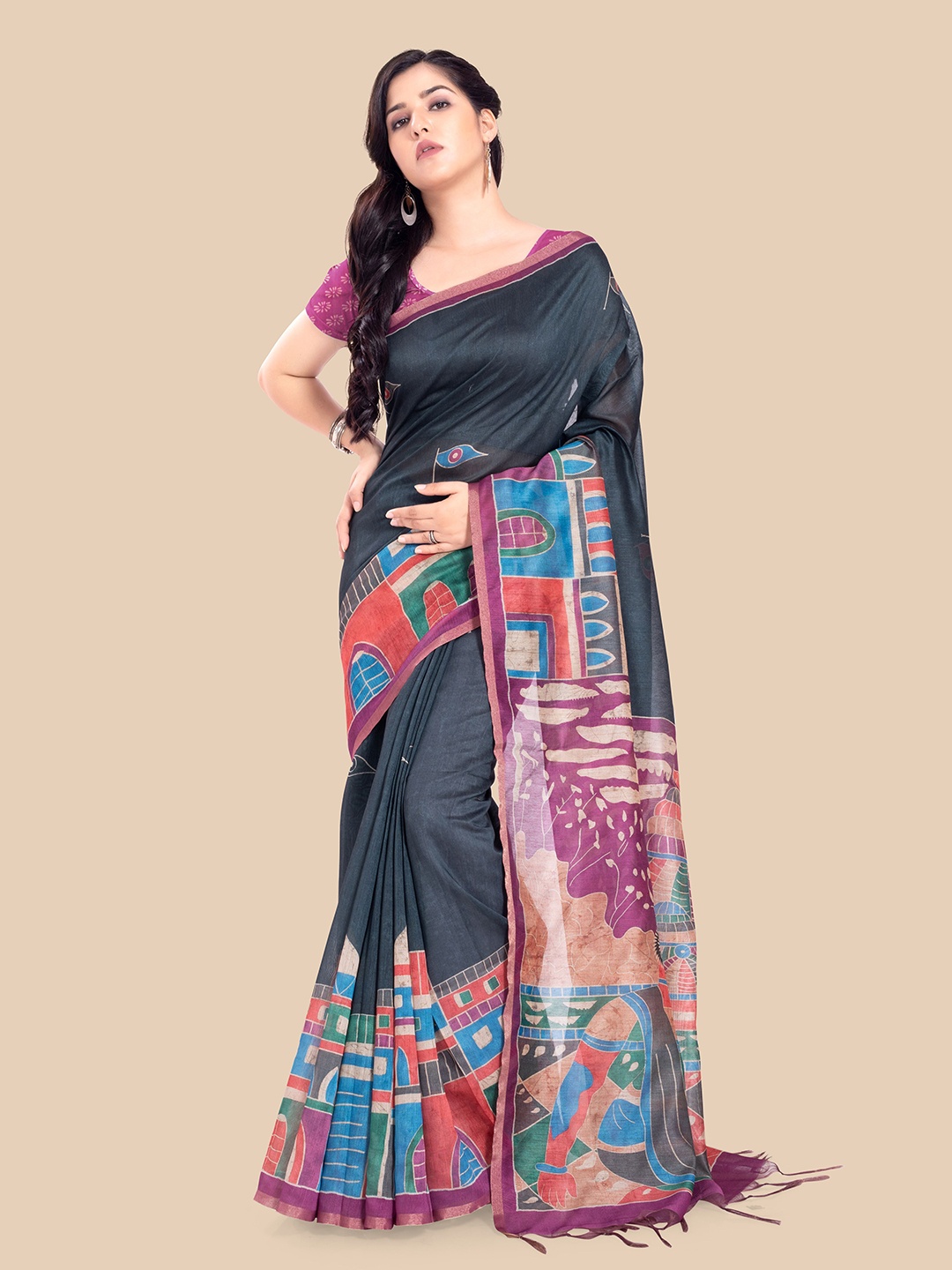 

Rani Saahiba Tussar Saree, Grey