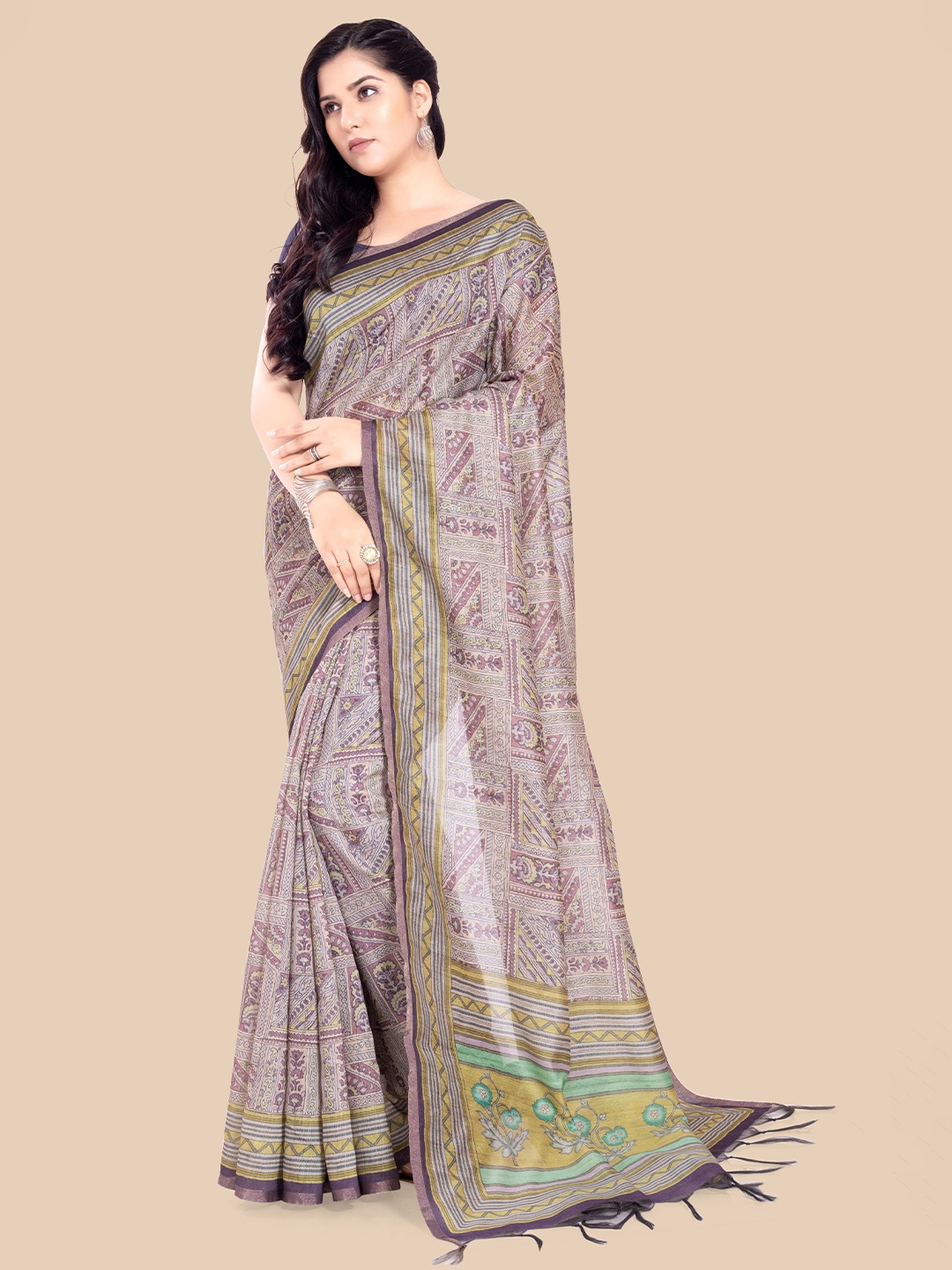 

Rani Saahiba Floral Saree, Grey