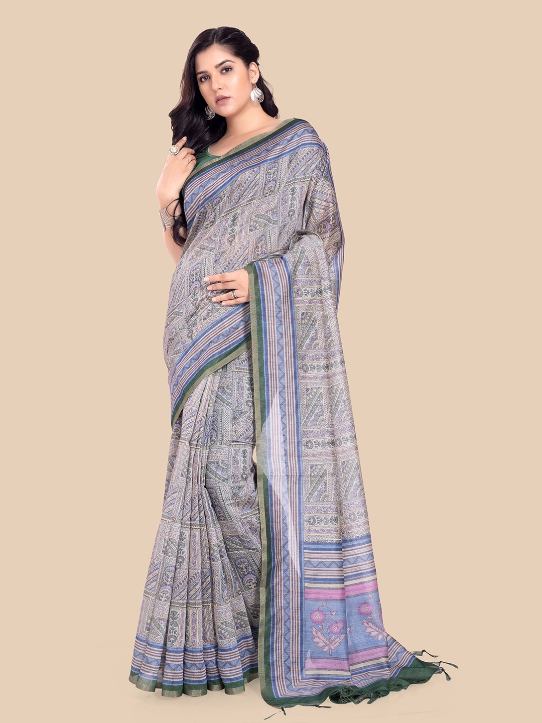 

Rani Saahiba Floral Saree, Blue