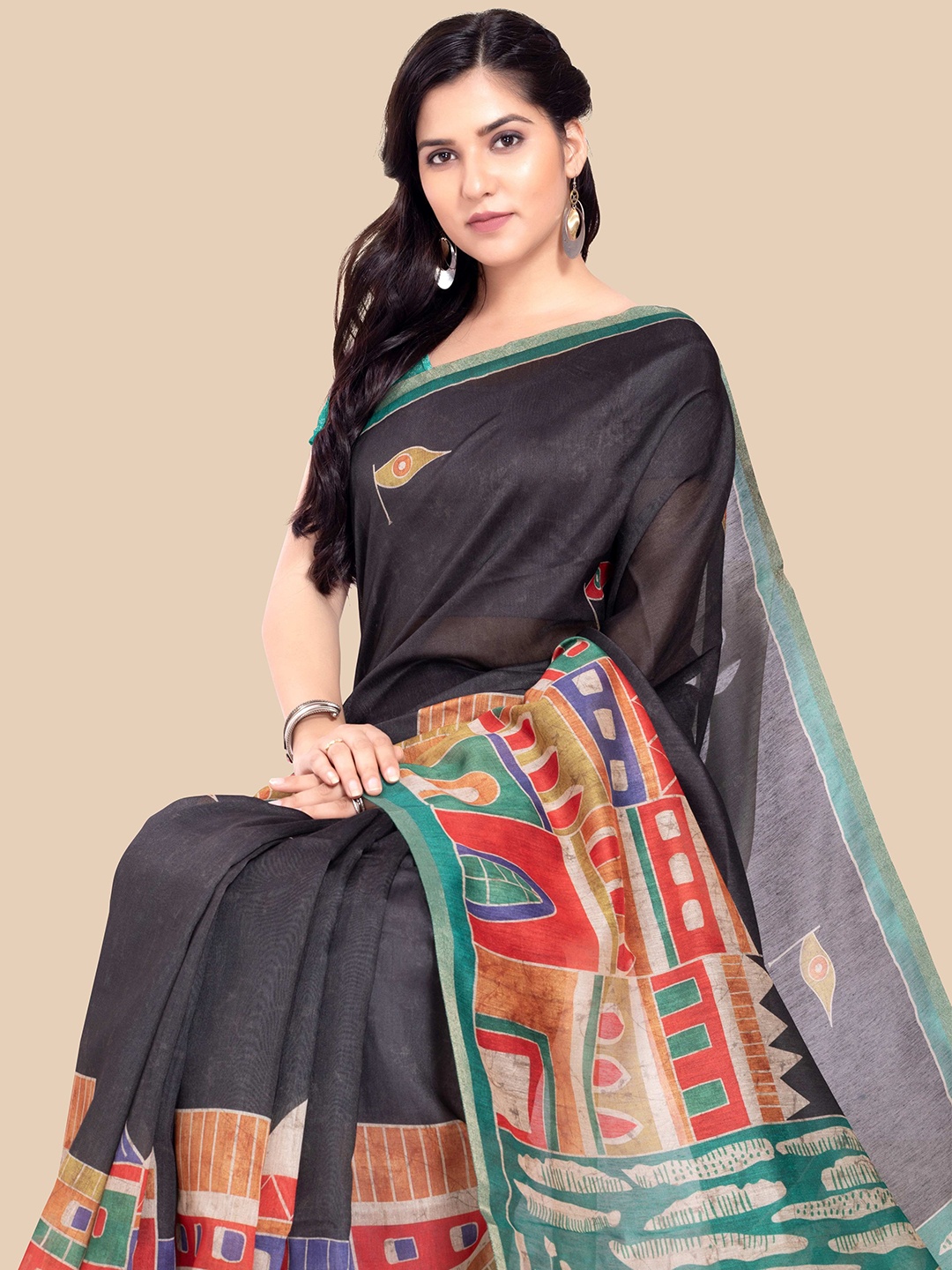 

Rani Saahiba Tussar Saree, Black