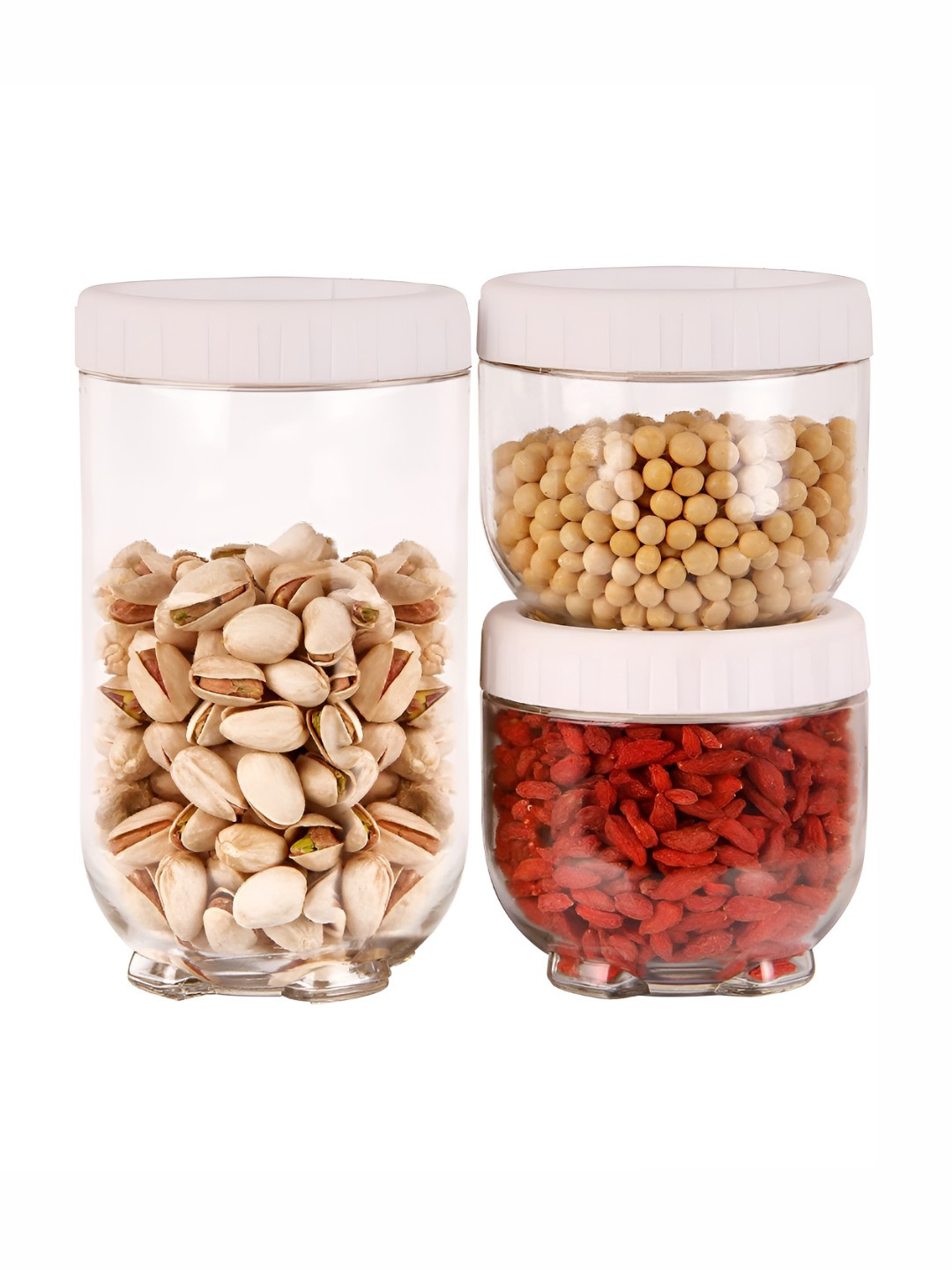 

P-Plus International Transparent 3 Pieces Glass Canister Container
