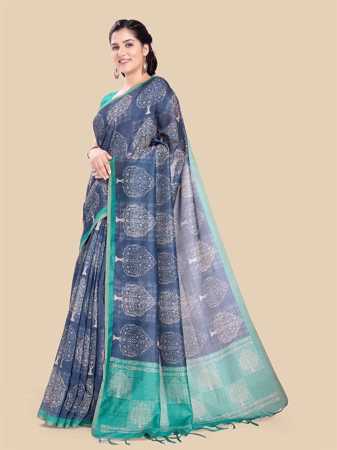 

Rani Saahiba Ethnic Motifs Art Silk Saree, Blue