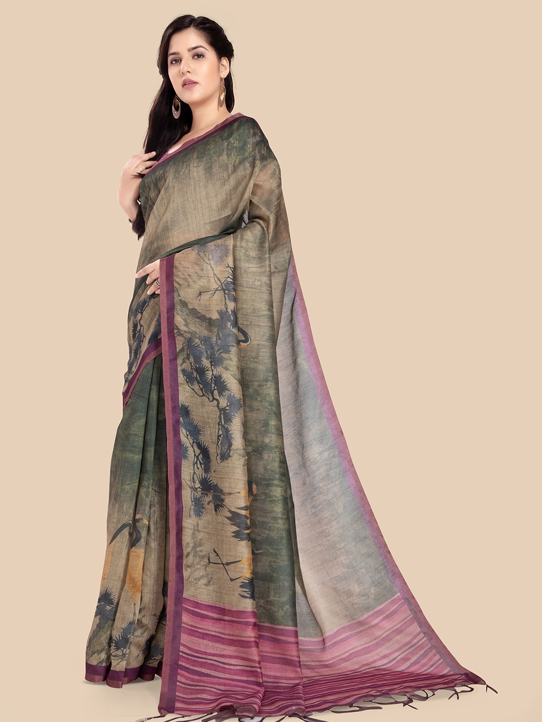 

Rani Saahiba Printed Saree, Green