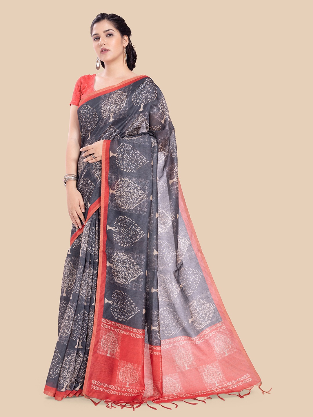 

Rani Saahiba Floral Saree, Grey