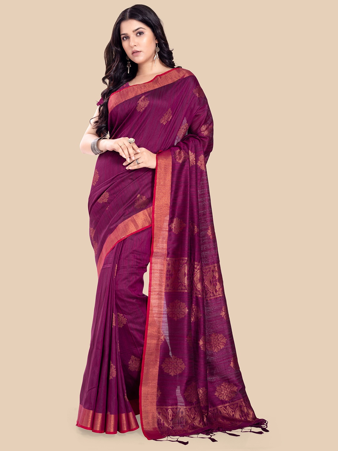 

Rani Saahiba Woven Design Zari Saree, Purple