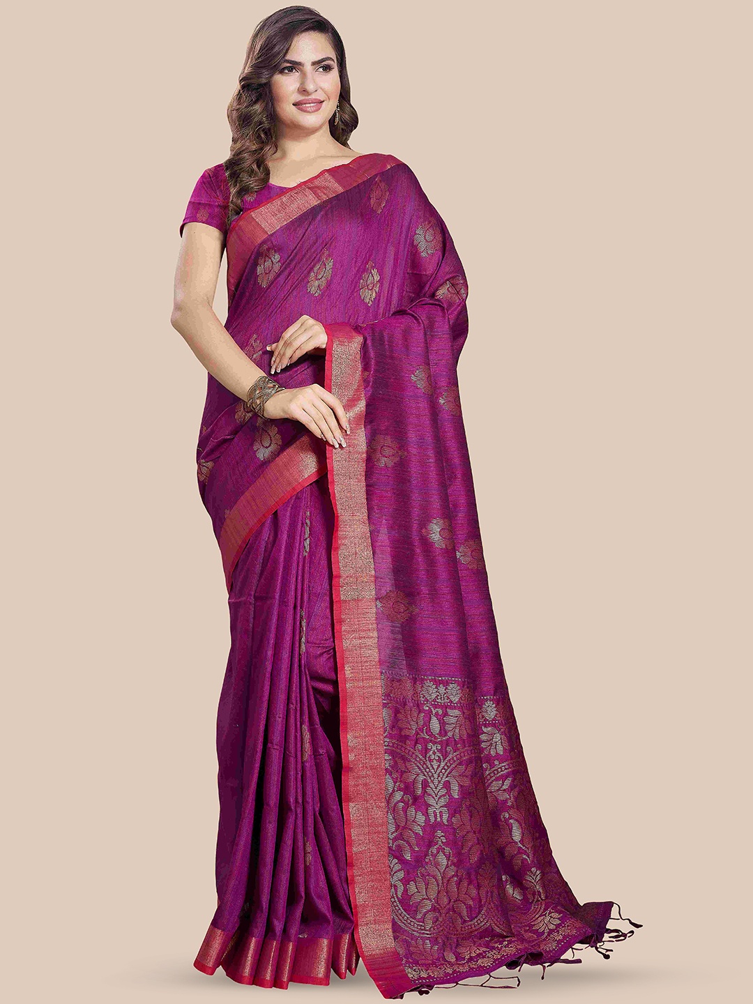 

Rani Saahiba Woven Design Zari Saree, Purple