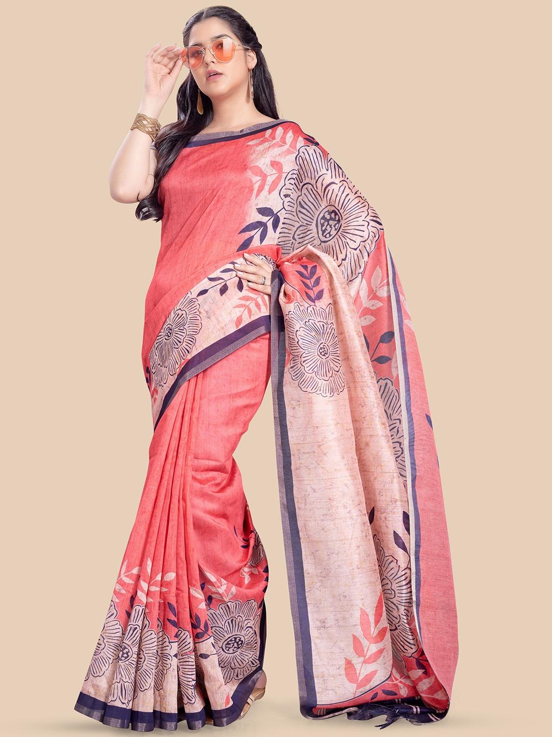 

Rani Saahiba Ethnic Motifs Tussar Saree, Orange