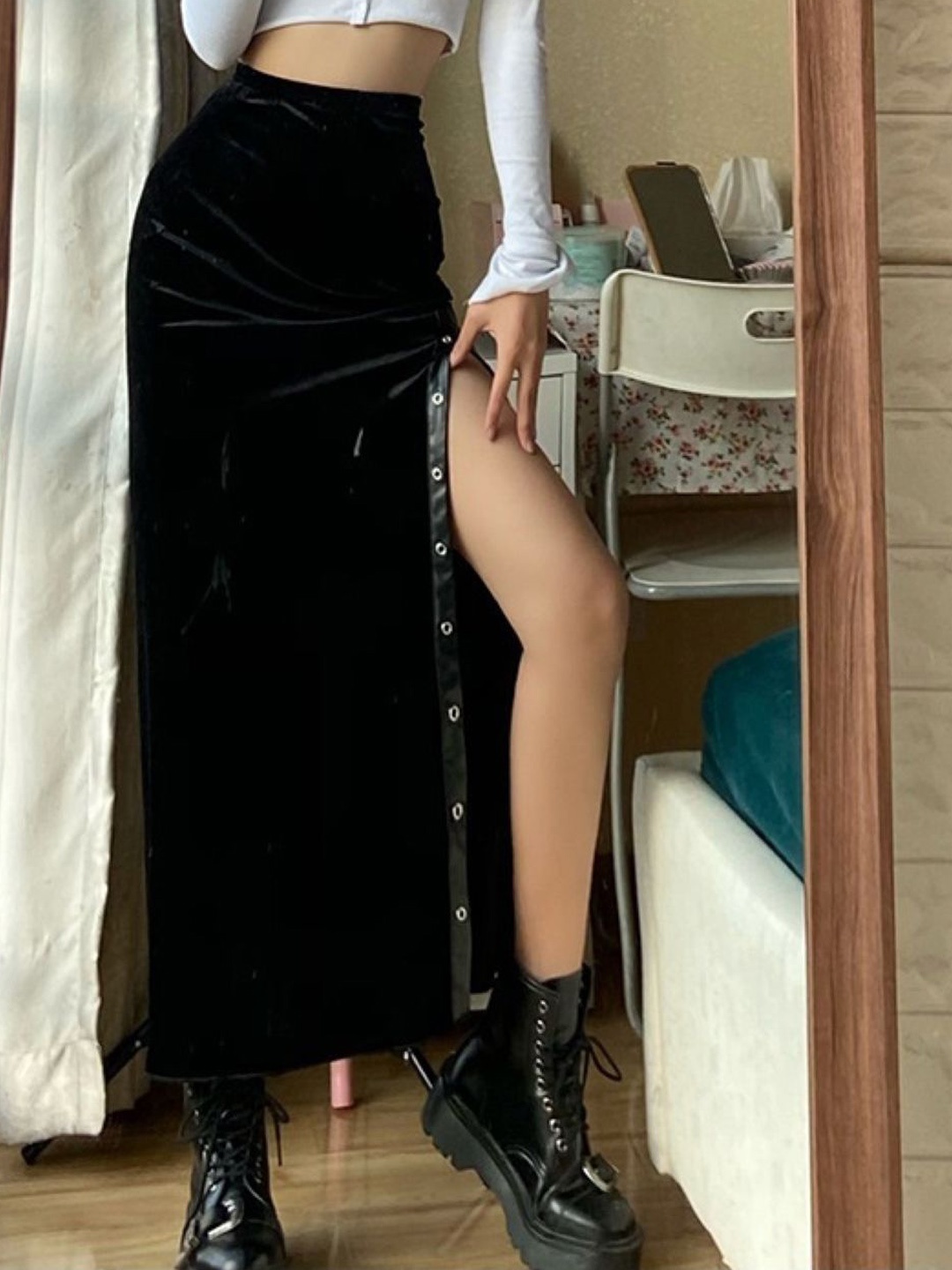 

Stylecast X KPOP A-Line Maxi Skirts, Black