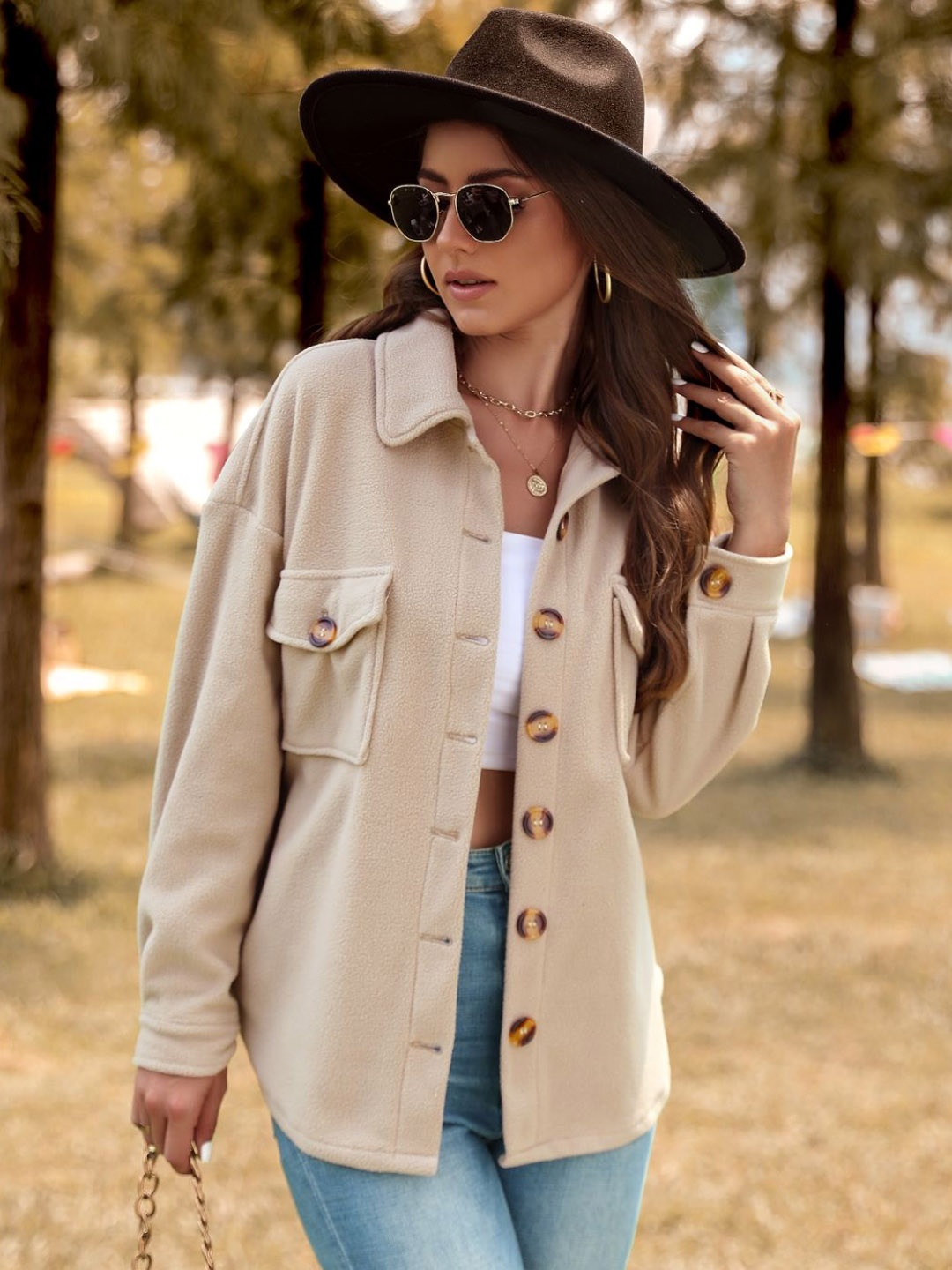 

Stylecast X KPOP Women Solid Spread Collar Jacket, Cream