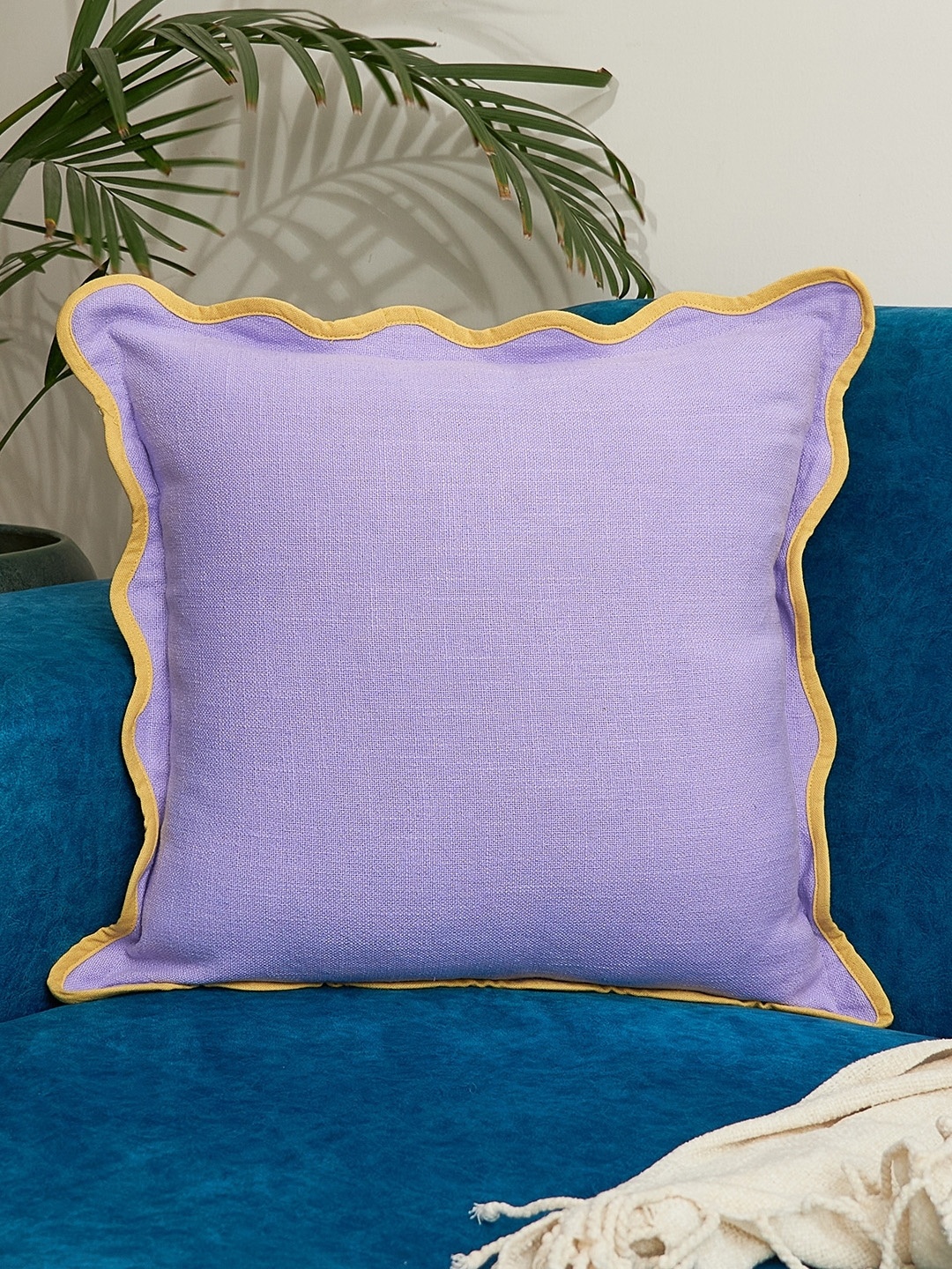 

NURTURE INDIA Lavender & White Textured Cotton Square Cushion Covers