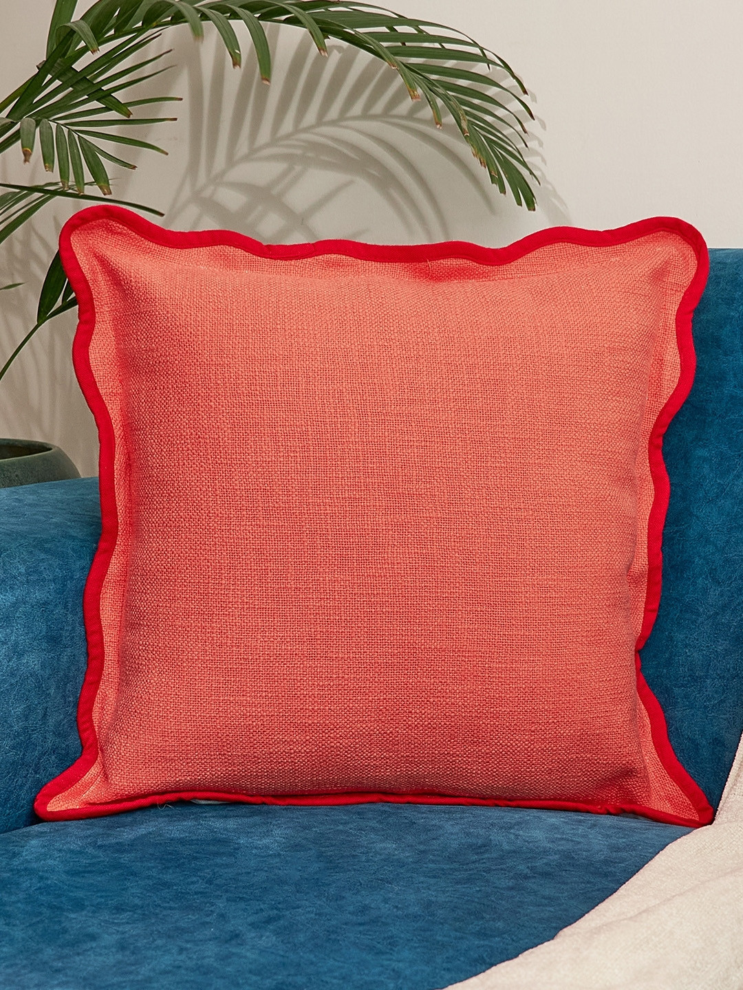 

NURTURE INDIA Orange & White Cotton Square Cushion Covers