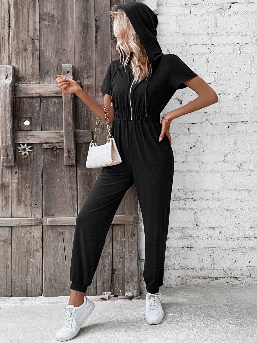 

Stylecast X KPOP Hooded Basic Jumpsuit, Black
