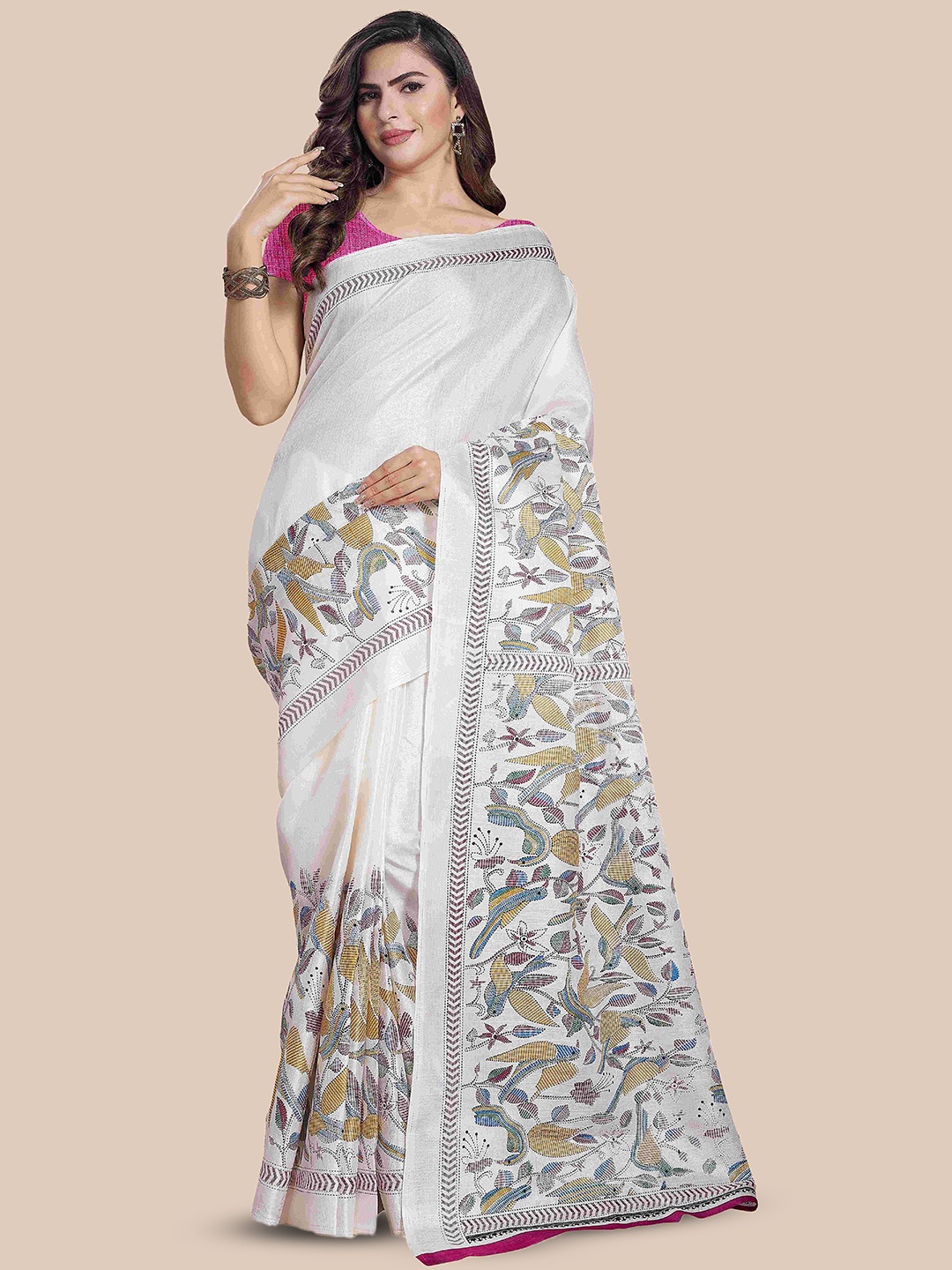 

Rani Saahiba Ethnic Motifs Saree, Off white