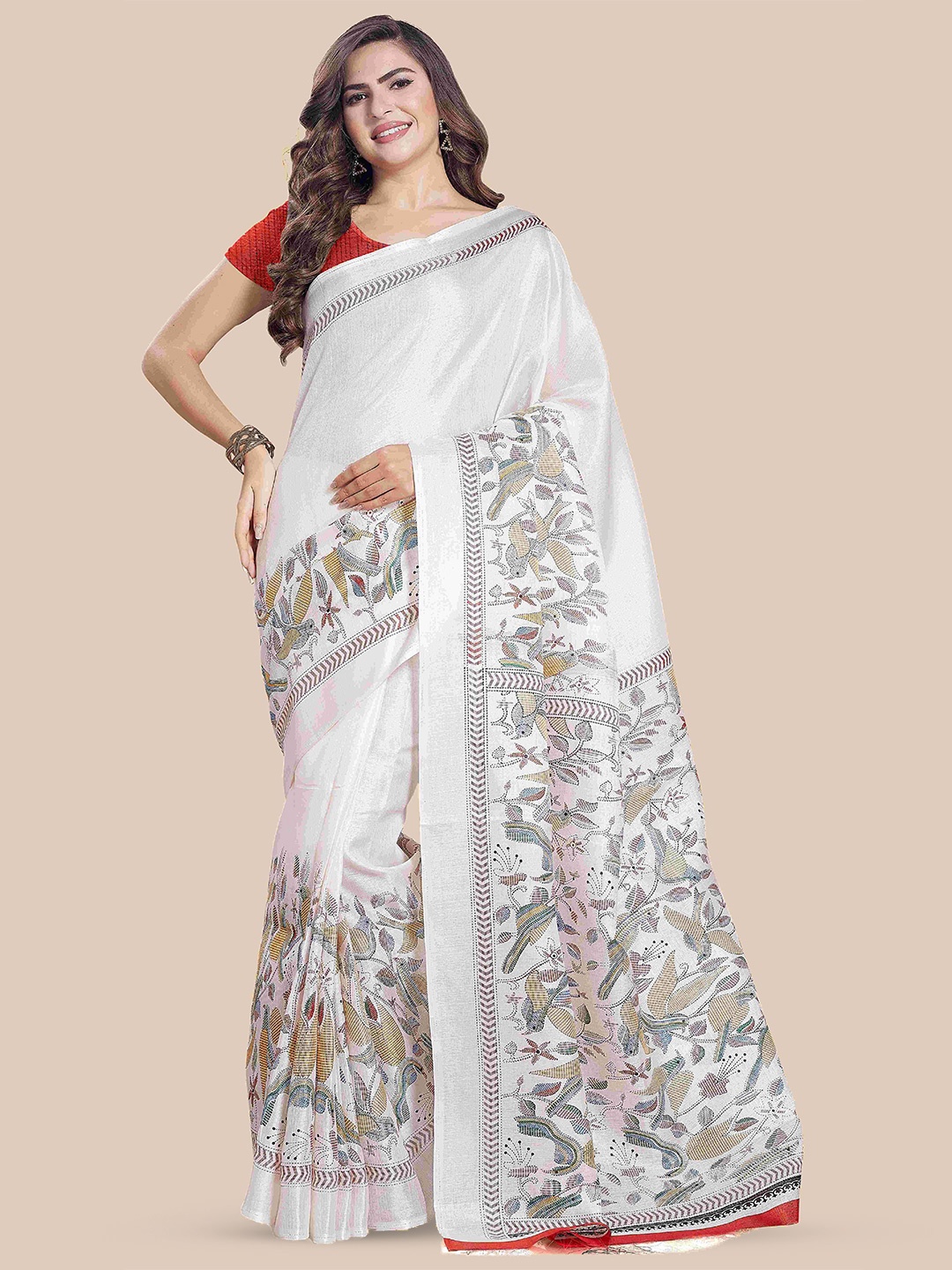 

Rani Saahiba Ethnic Motifs Art Silk Saree, Off white