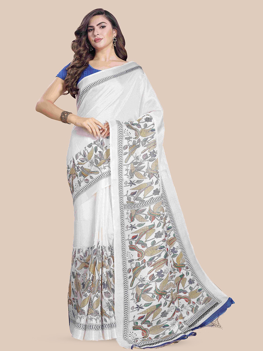 

Rani Saahiba Ethnic Motifs Saree, Off white