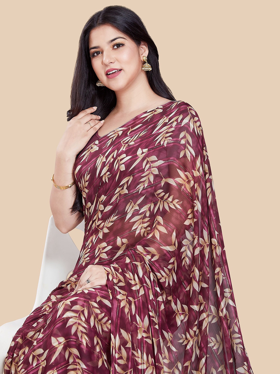 

Rani Saahiba Floral Saree, Purple