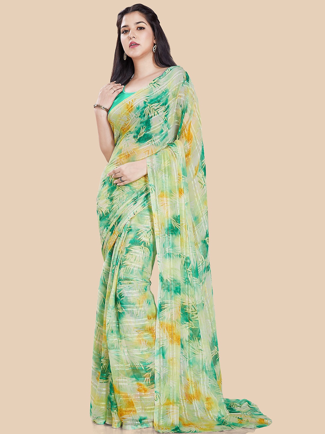 

Rani Saahiba Floral Saree, Green
