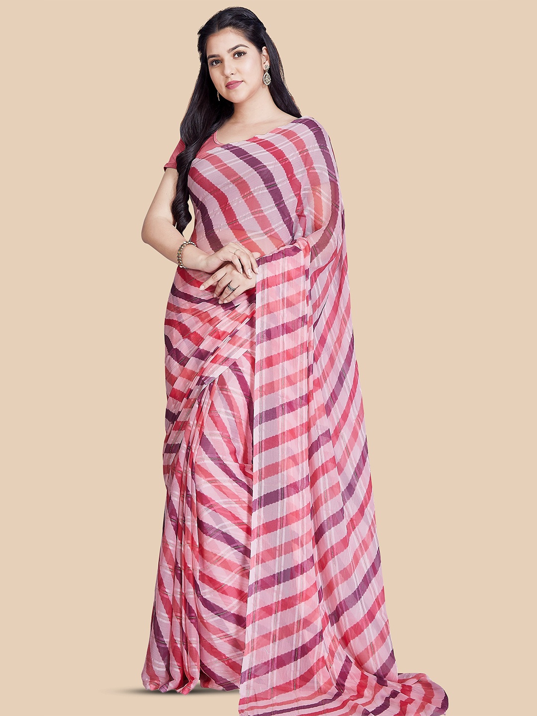 

Rani Saahiba Leheriya Saree, Pink
