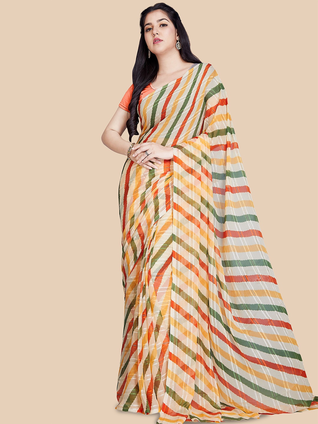 

Rani Saahiba Leheriya Saree, Off white