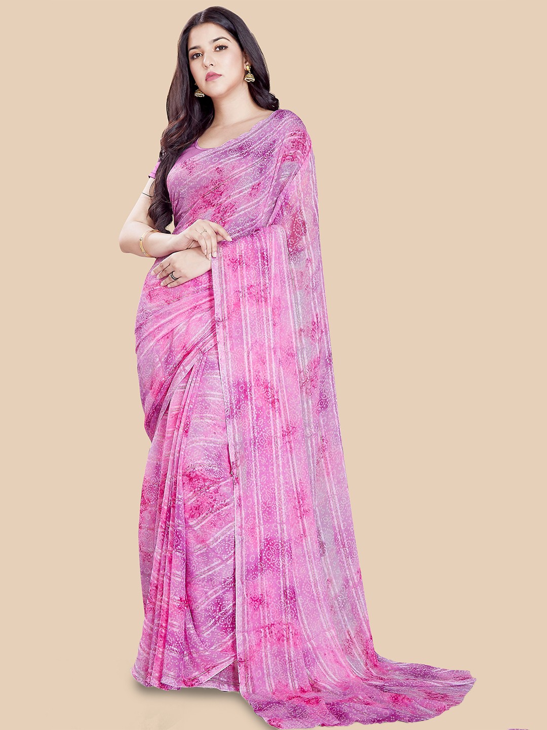 

Rani Saahiba Bandhani Saree, Pink