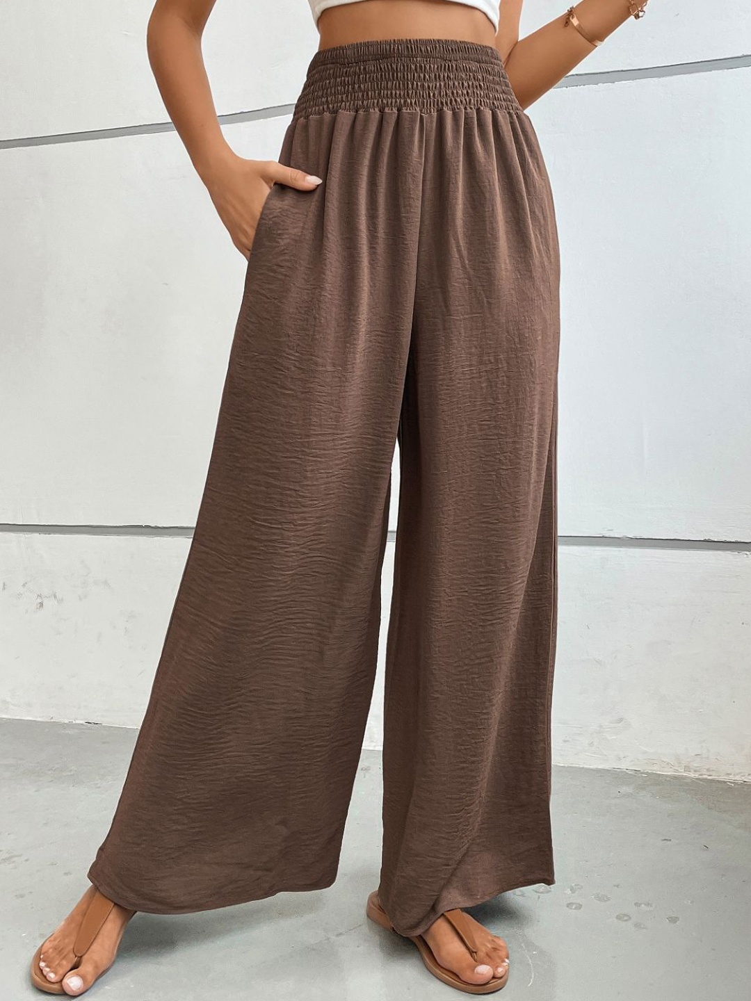 

Stylecast X KPOP Women Tailored Regular Fit Mid-Rise Trousers, Brown