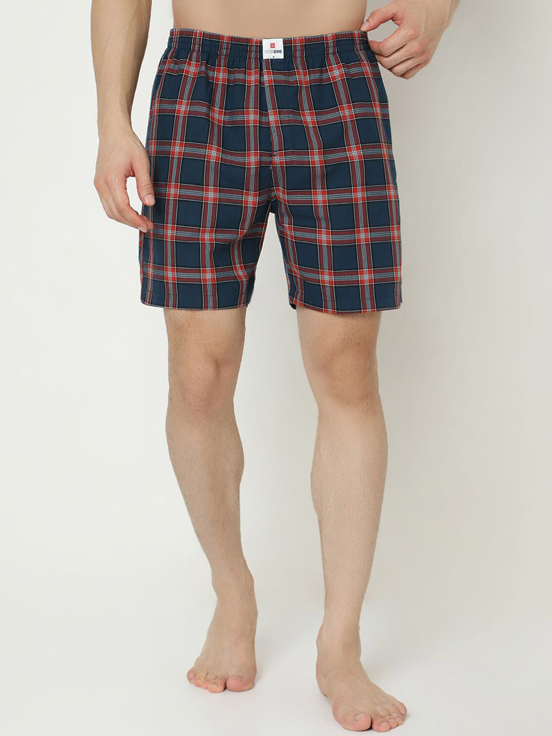 

UnderJeans by Spykar Checked Cotton Boxers UJNPBX0059064, Navy blue