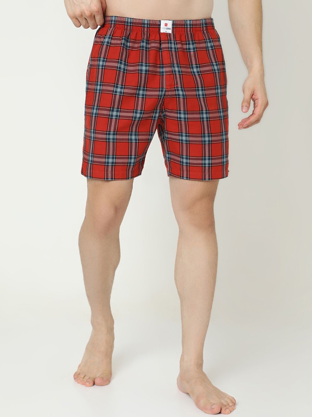 

UnderJeans by Spykar Men Checked Cotton Boxers UJNPBX0059063, Red