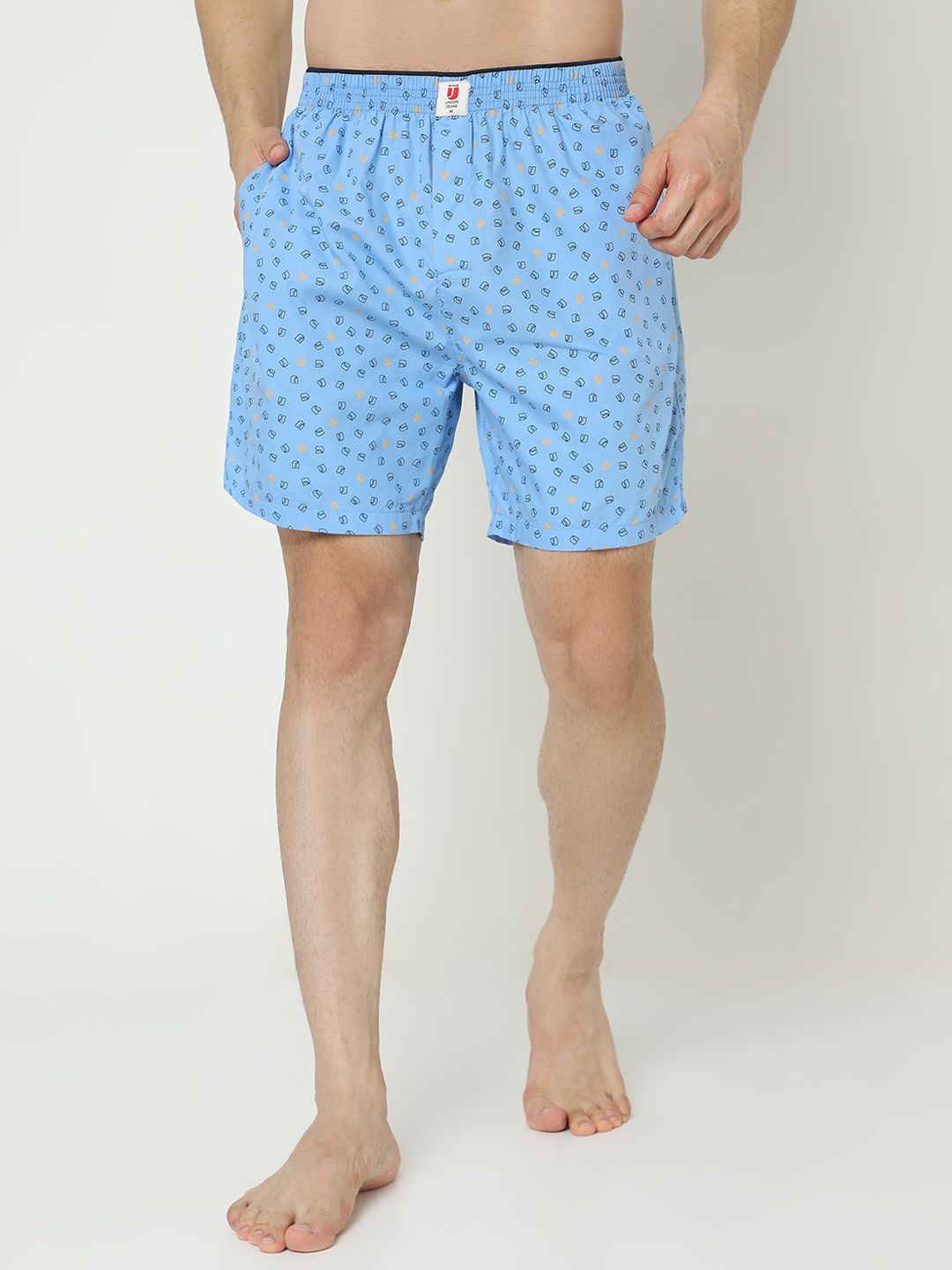 

UnderJeans by Spykar Men Woven Printed Cotton Boxers, Blue