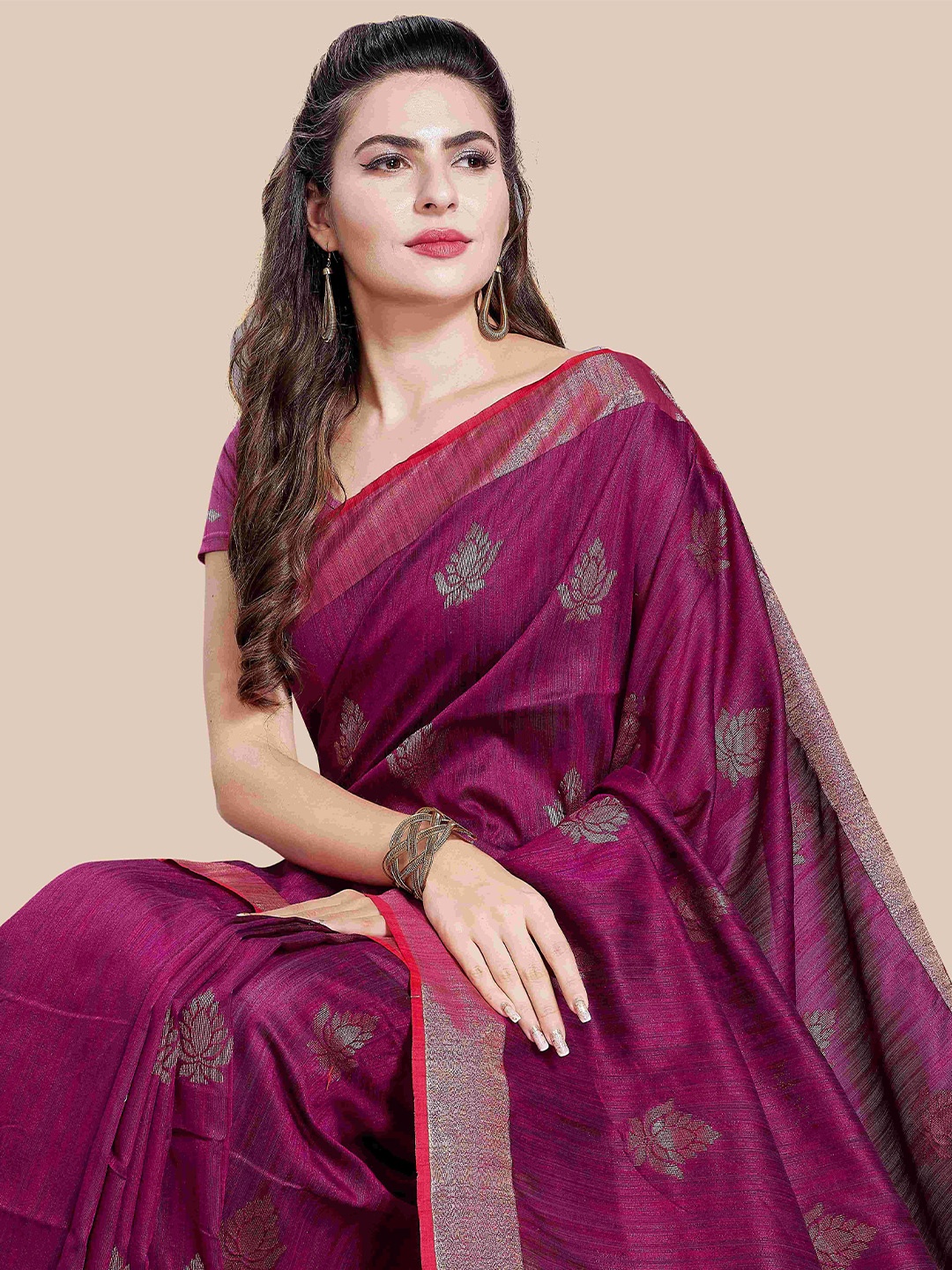 

Rani Saahiba Woven Design Zari Saree, Purple