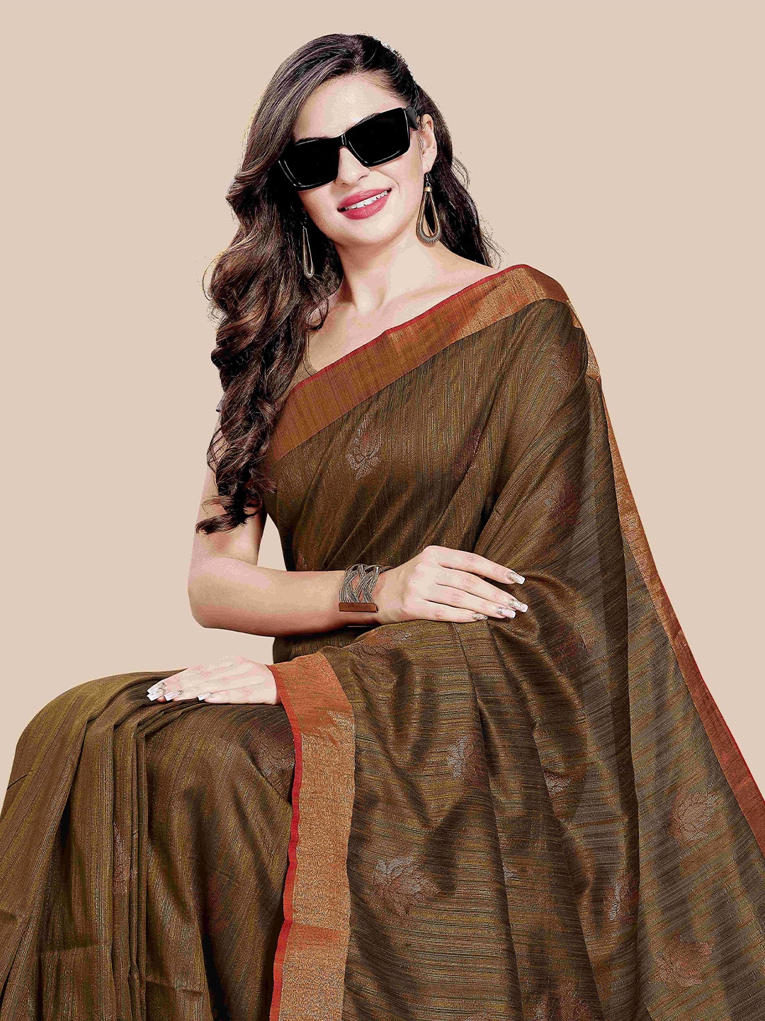 

Rani Saahiba Woven Design Zari Saree, Green