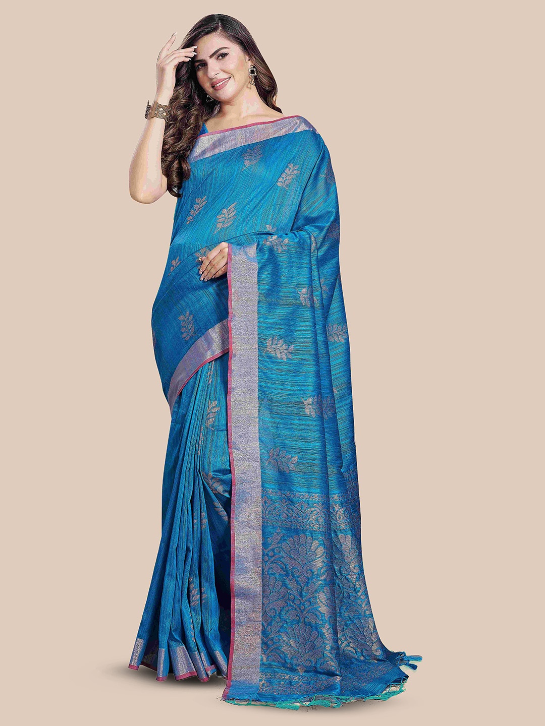 

Rani Saahiba Ethnic Motifs Art Silk Saree, Turquoise blue