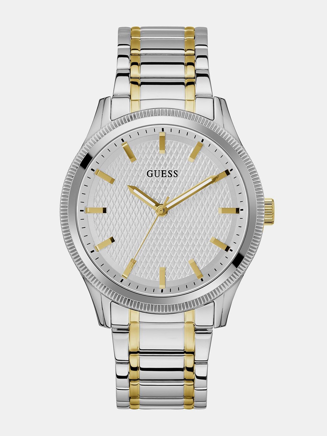 

GUESS Men Textured Bracelet Style Straps Analogue Watch GW0626G4, Silver