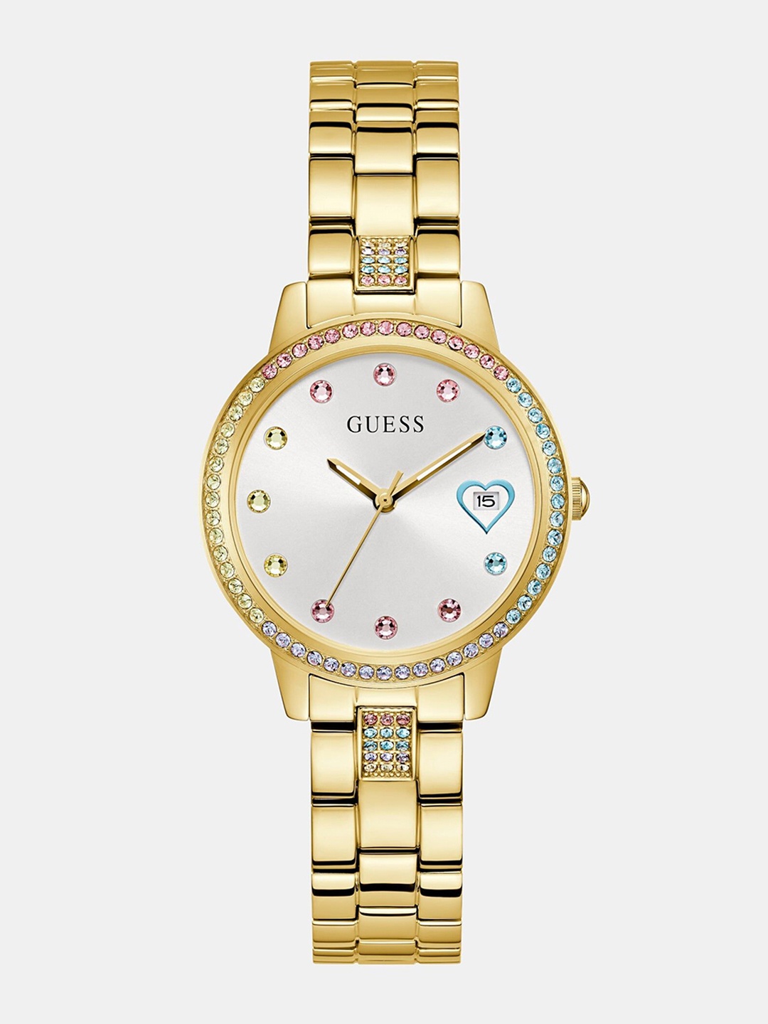 

GUESS Women Dial & Stainless Steel Bracelet Style Straps Analogue Watch GW0657L2, Gold