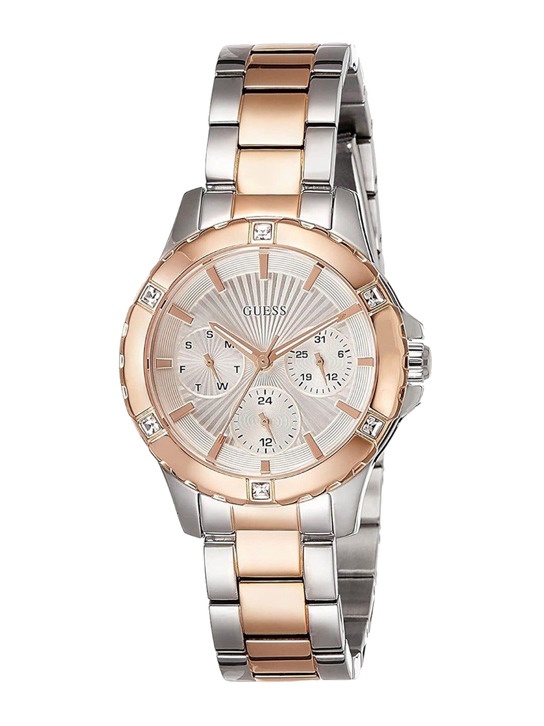 

GUESS Women Embellished Dial & Stainless Style Straps Analogue Watch W0443L4, Silver