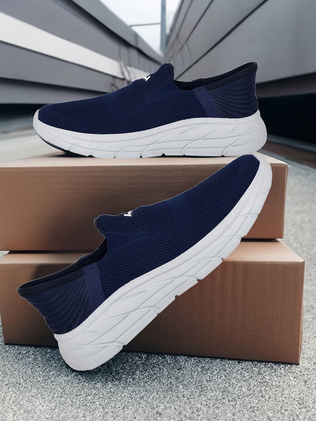 

Lancer Men Textile Walking Shoes, Navy blue