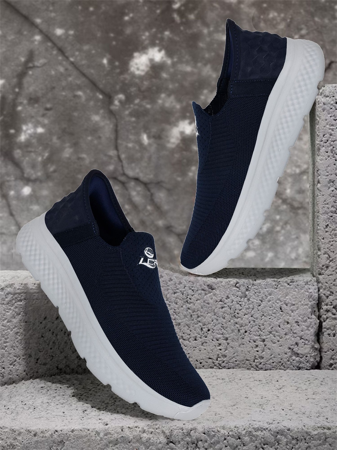 

Lancer Men Textile Walking Shoes, Navy blue