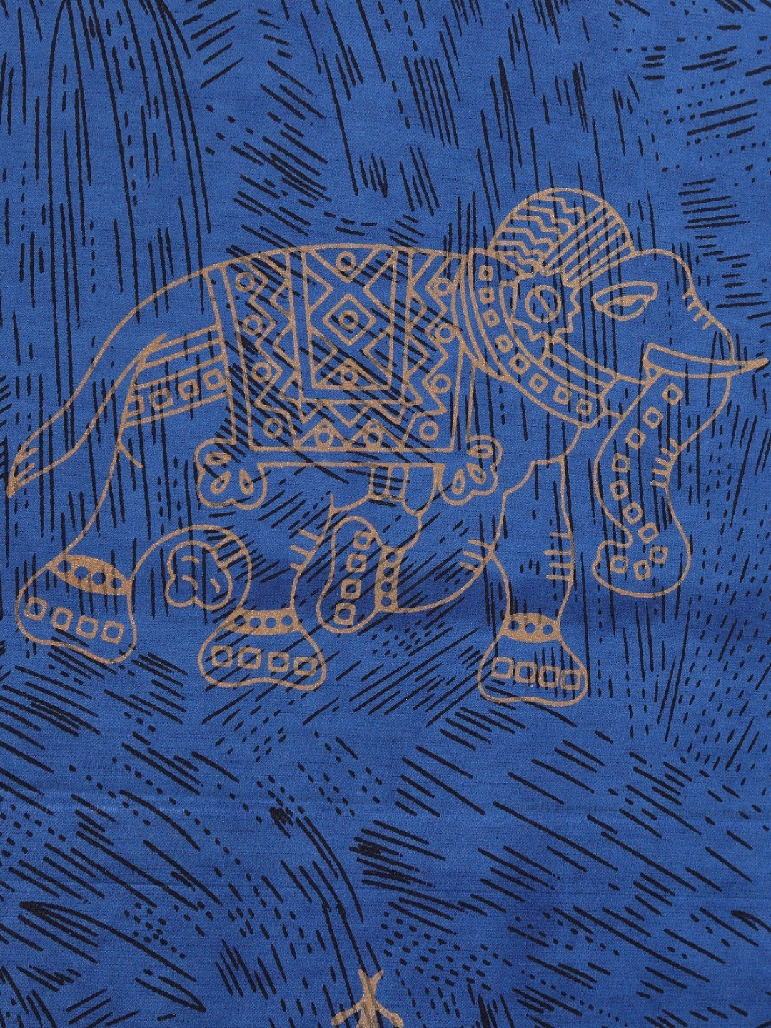 

Exotic India Blue & Gold-Toned Ethnic Motifs 300 TC Queen Bedsheet with 2 Pillow Covers