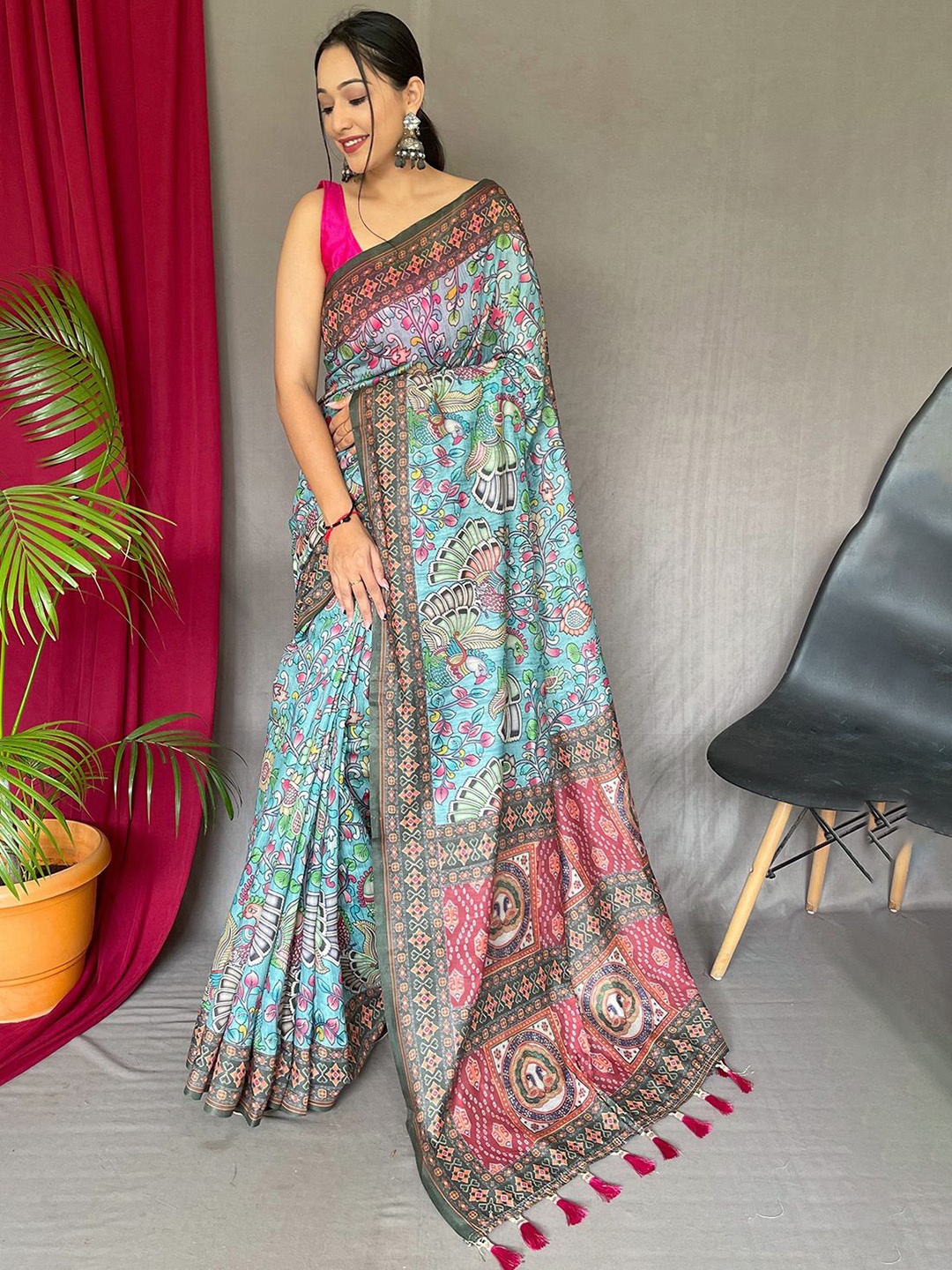 

Ishin Kalamkari Saree, Blue